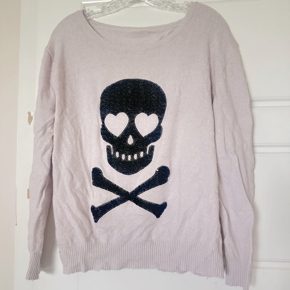 Sequin skull cashmere sweater